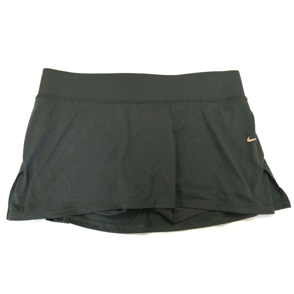NIKE DRI FIT WOMENS PULL ON ATHLETIC SKIRT SKORT WITH BUILT SHORTS SIZE L